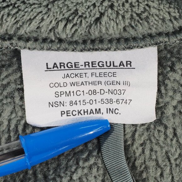 Gen III Fleece Jacket Large Green Cold Weather Full Zip Military Army Bomber - Picture 3 of 11